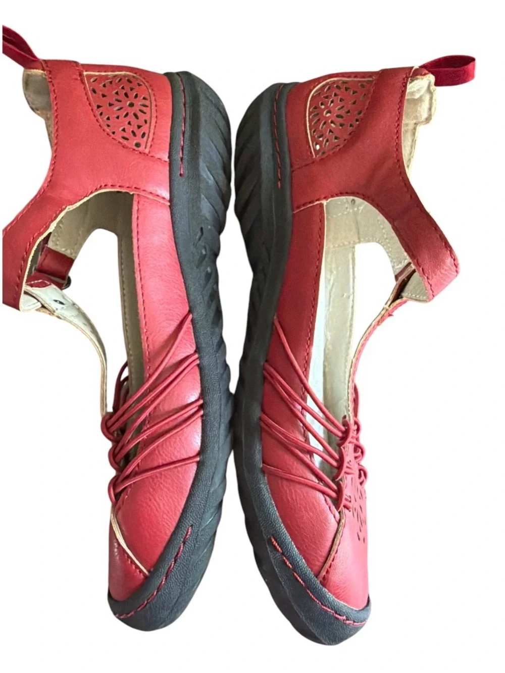 JBU by Jambu Sahara Mary Jane Flats - Size 6.5 - Red - Memory Foam, Adjustable